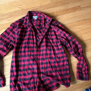 Amazon Essentials Red and Black Plaid Flannel Shirt